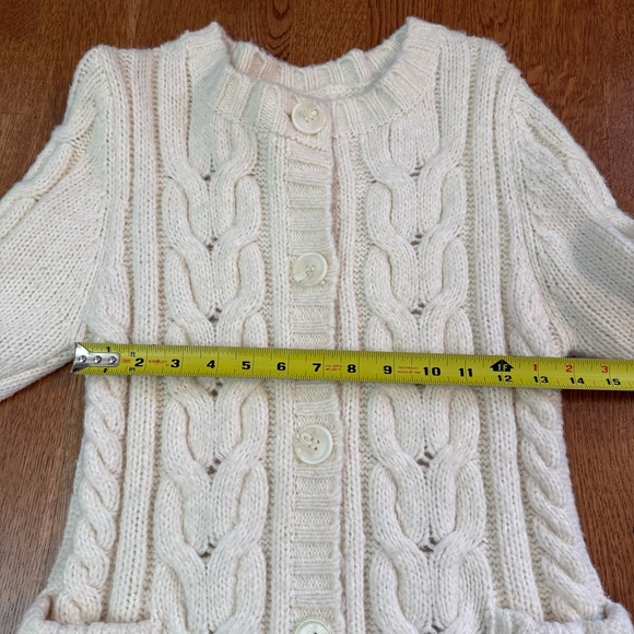 Vintage Ivory Cable Knit Button Down Cardigan With Pockets Women Size Small - Picture 11 of 14
